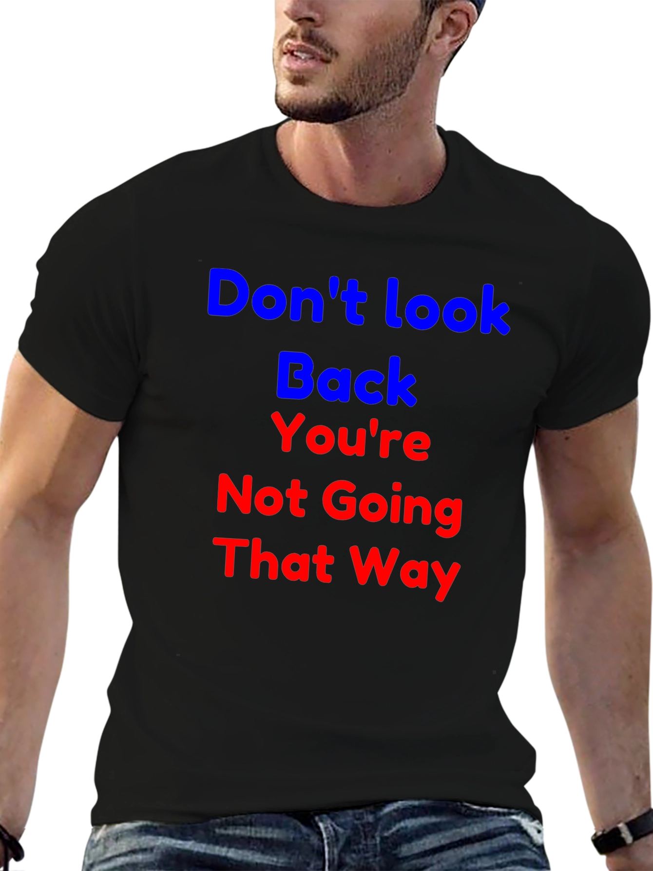 Camiseta Negra con Frase Motivacional No Mires Atrás