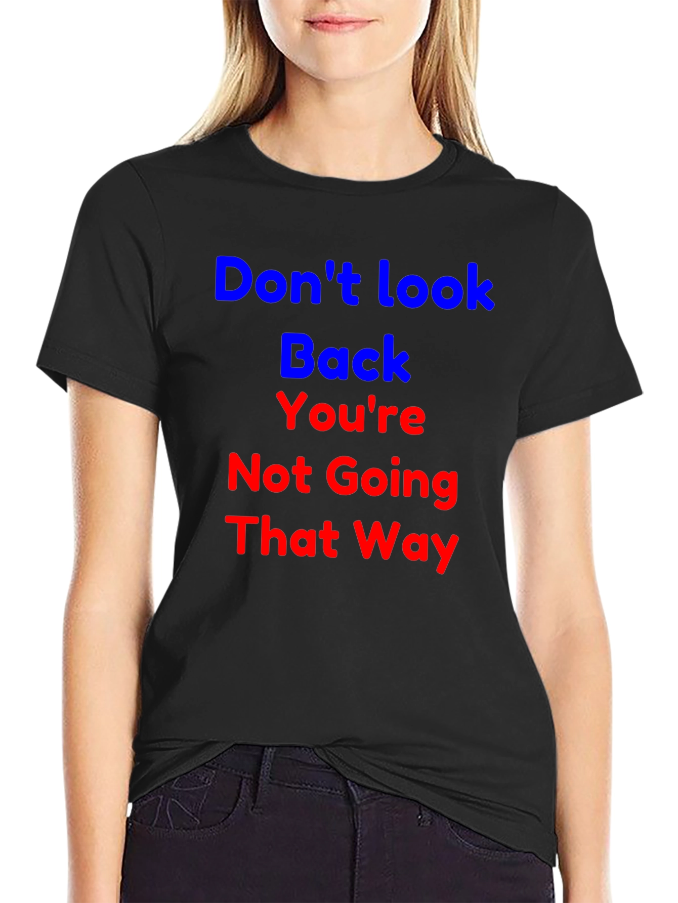 Camiseta Negra con Frase Motivacional No Mires Atrás