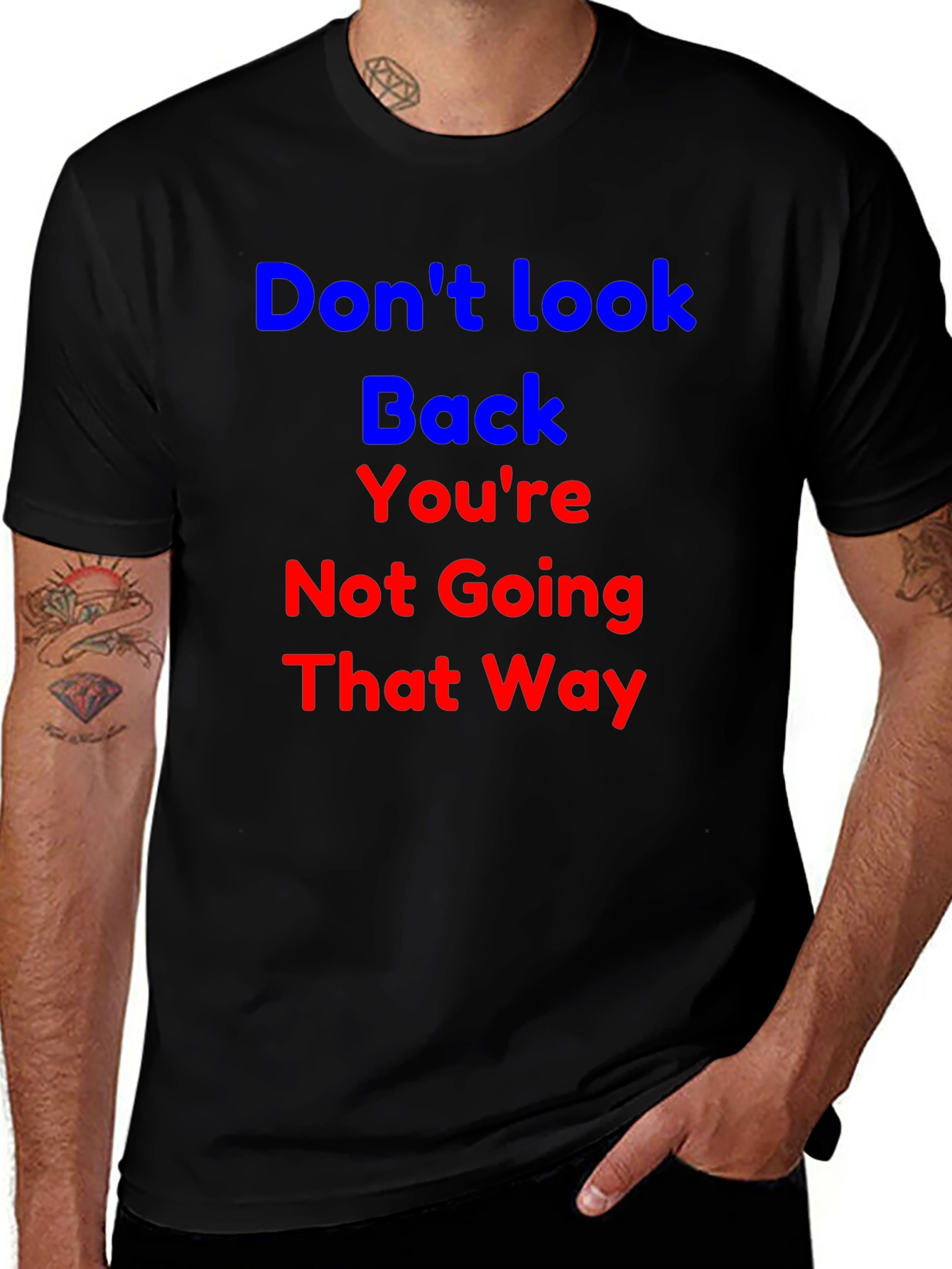 Camiseta Negra con Frase Motivacional No Mires Atrás