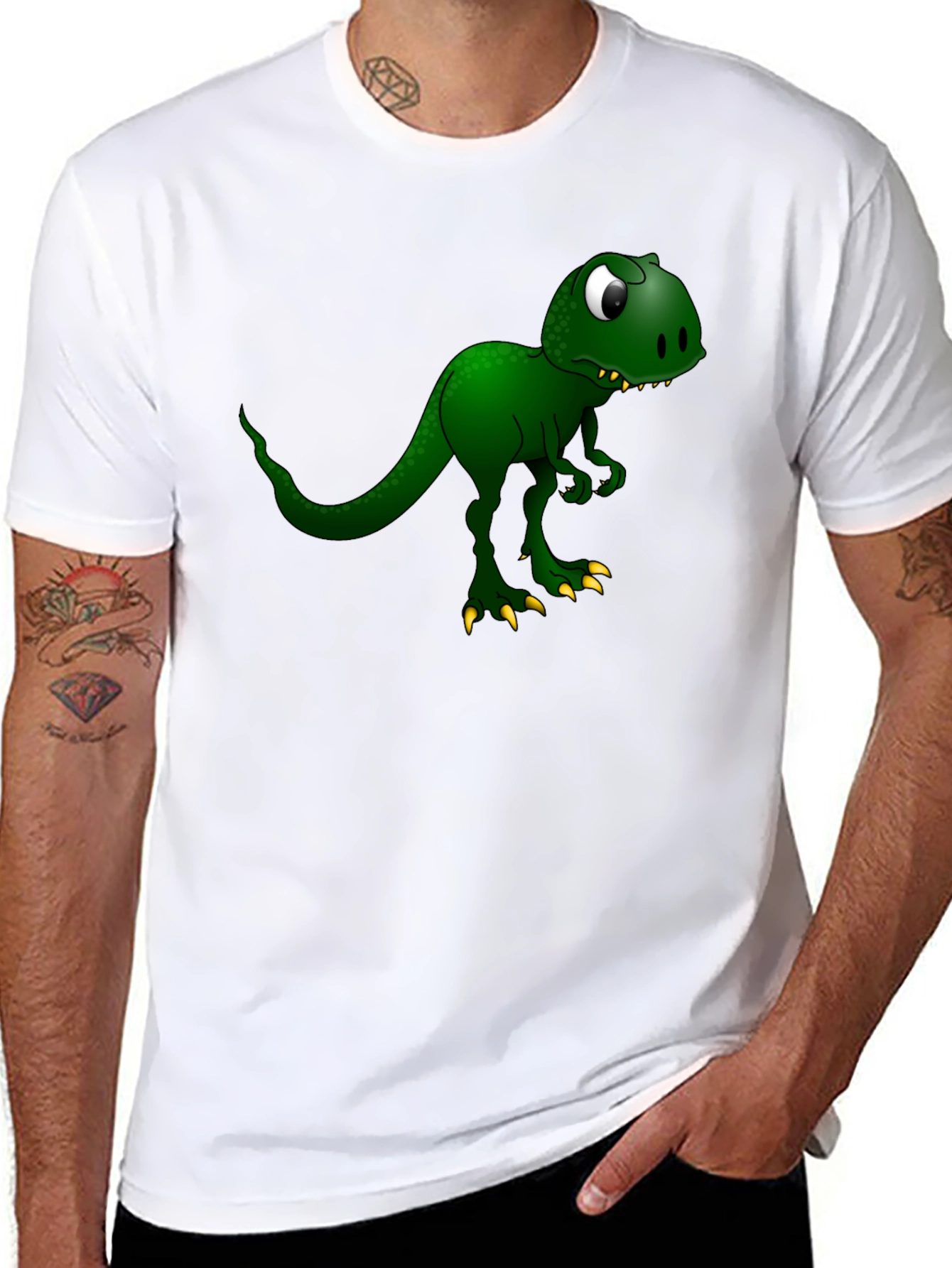 Camiseta Negra con Diseño de Dinosaurio