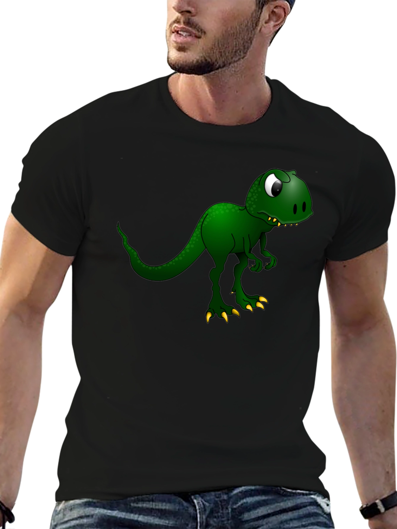 Camiseta Negra con Diseño de Dinosaurio