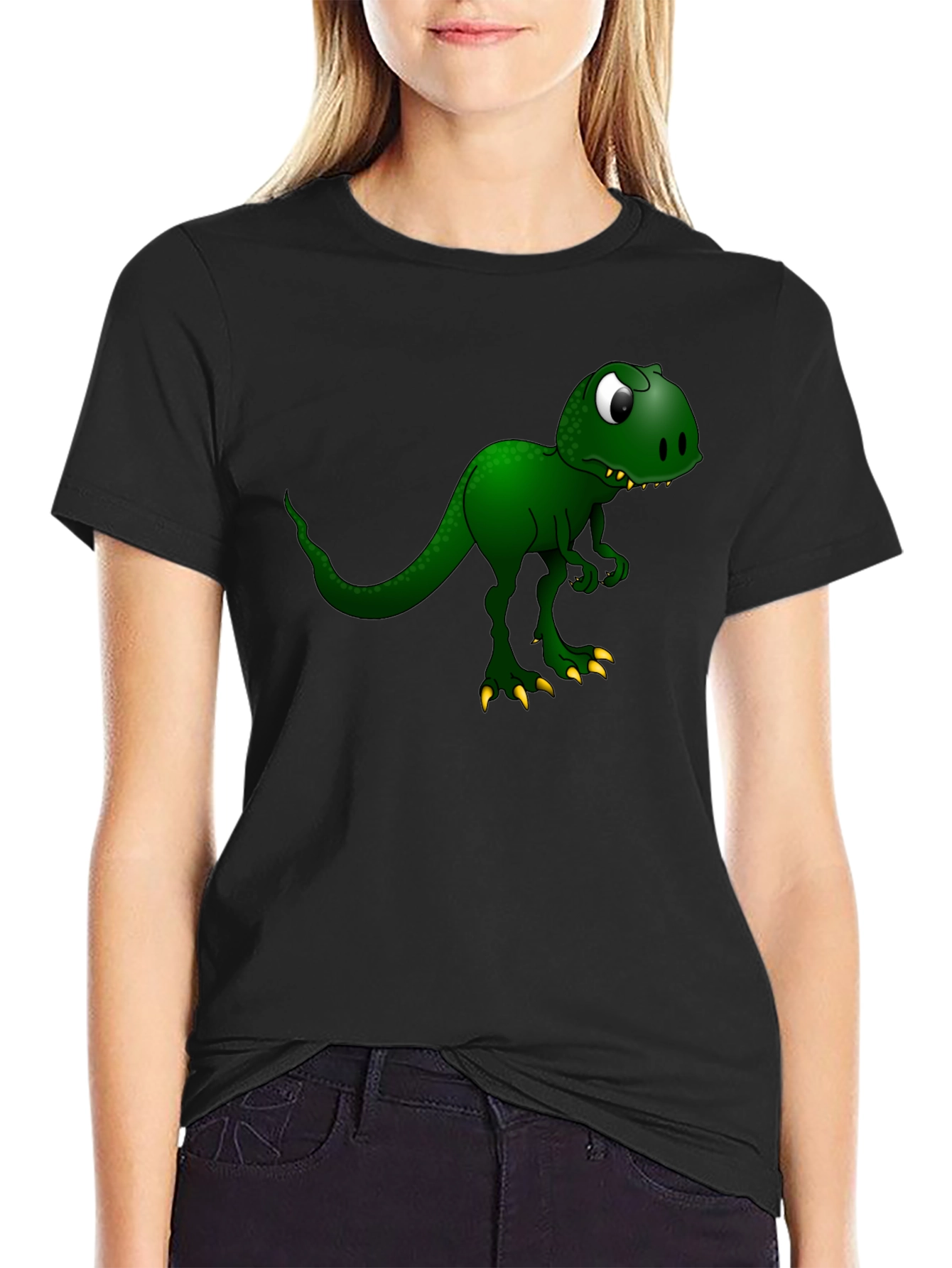 Camiseta Negra con Diseño de Dinosaurio
