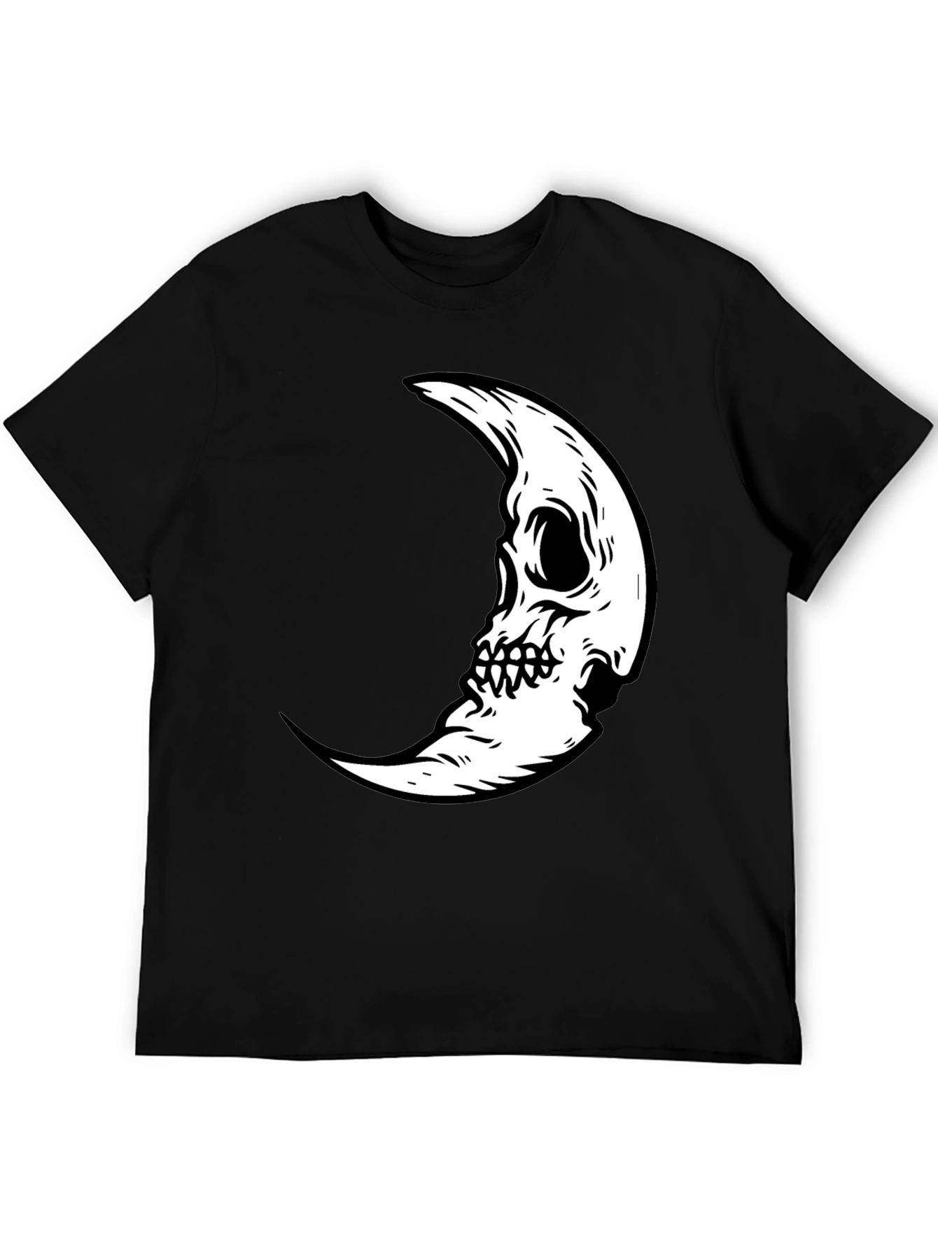 Camiseta Negra con Diseño Luna Calavera