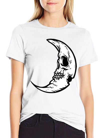 Camiseta Negra con Diseño Luna Calavera