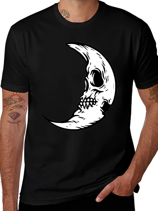 Camiseta Negra con Diseño Luna Calavera
