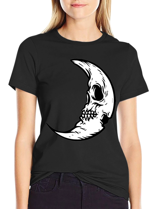 Camiseta Negra con Diseño Luna Calavera
