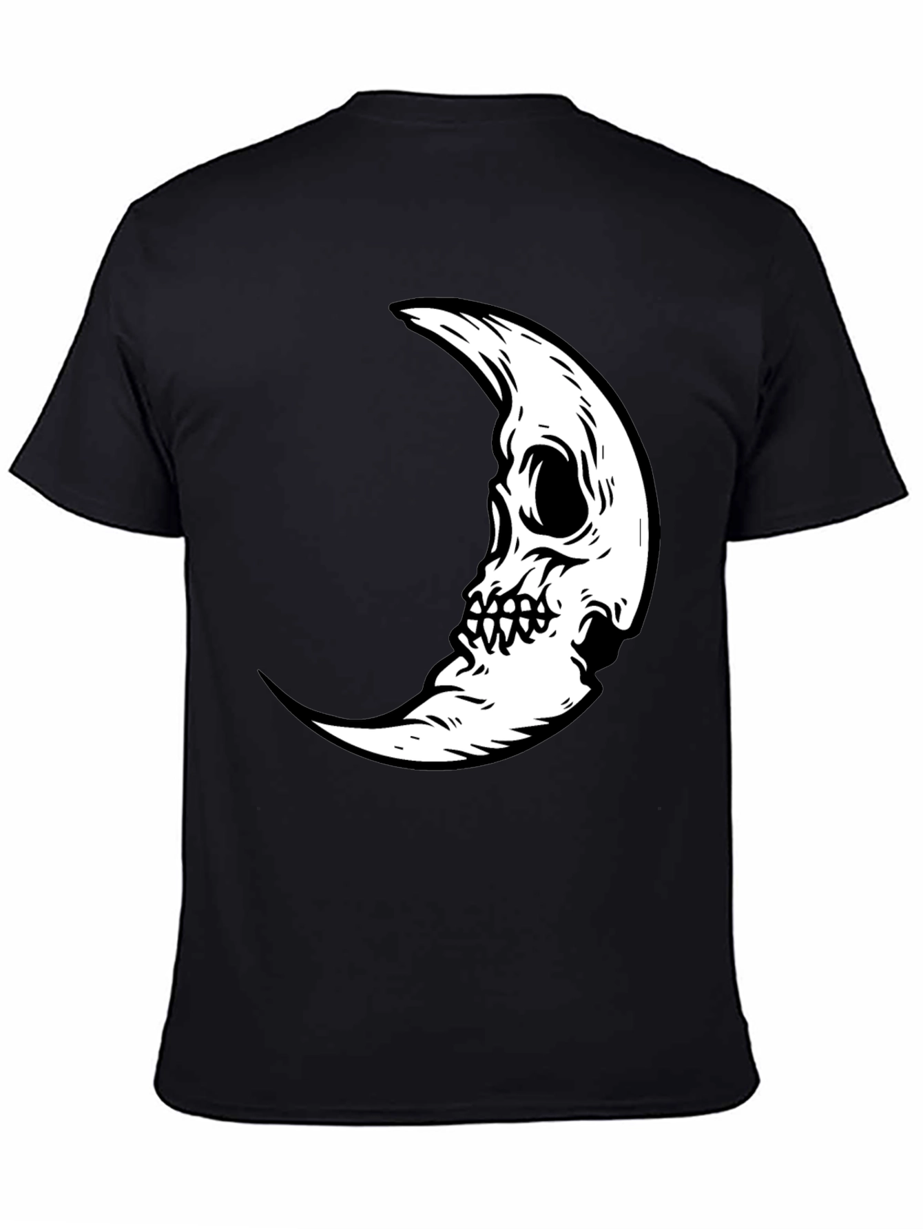 Camiseta Negra con Diseño Luna Calavera