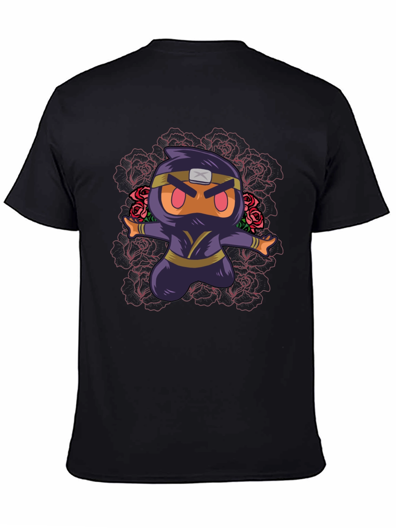 Camiseta Negra con Diseño Ninja Kawaii