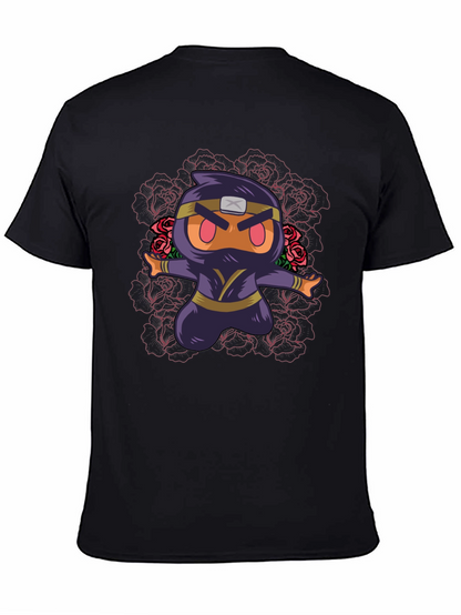 Camiseta Negra con Diseño Ninja Kawaii