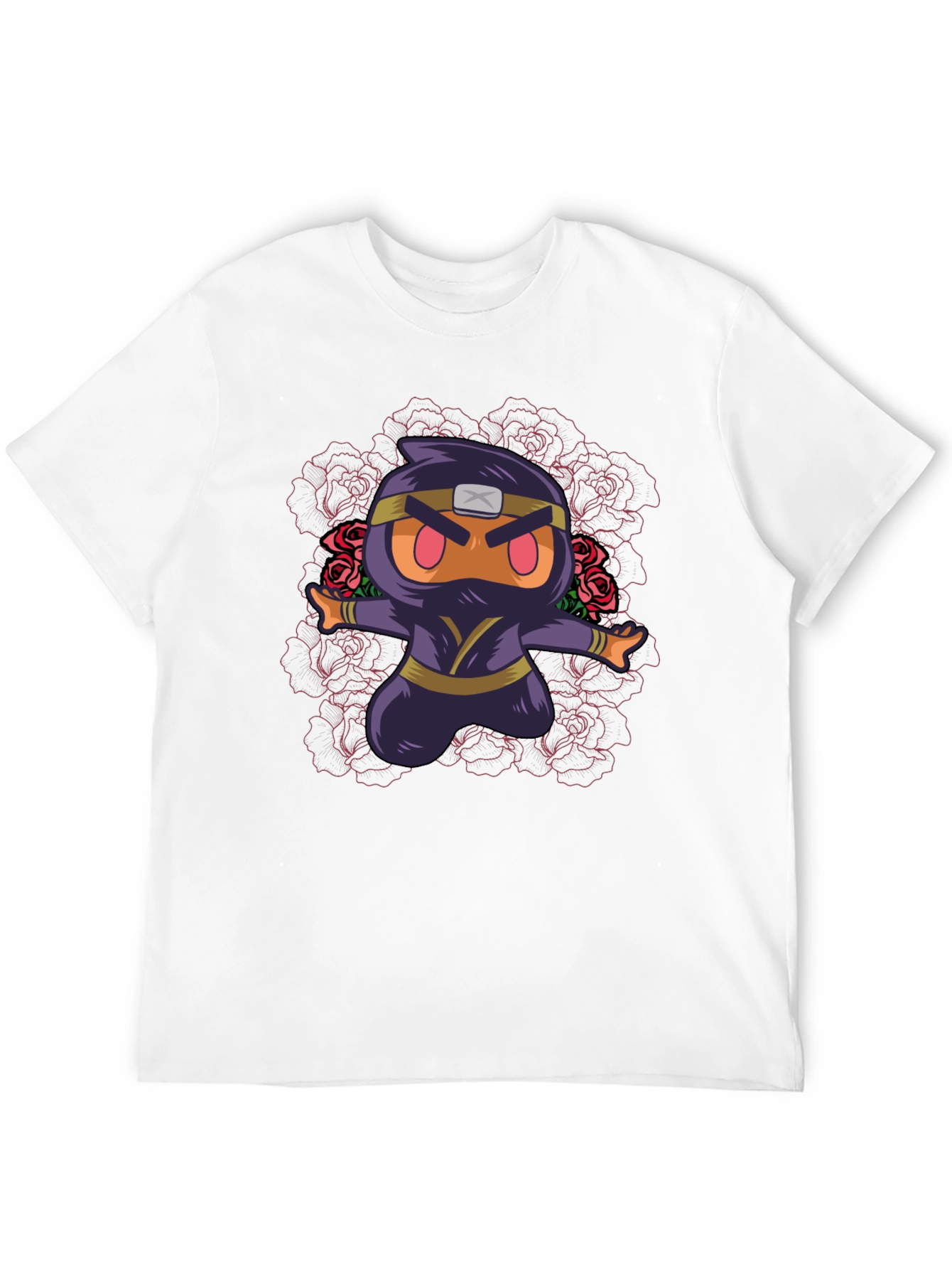 Camiseta Negra con Diseño Ninja Kawaii