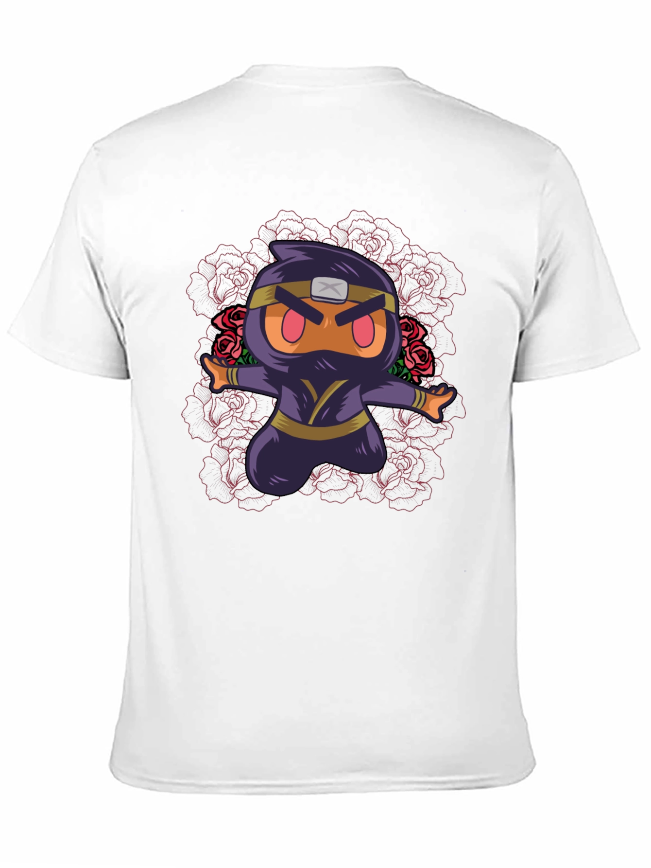 Camiseta Negra con Diseño Ninja Kawaii