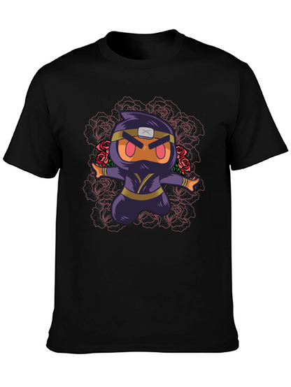 Camiseta Negra con Diseño Ninja Kawaii