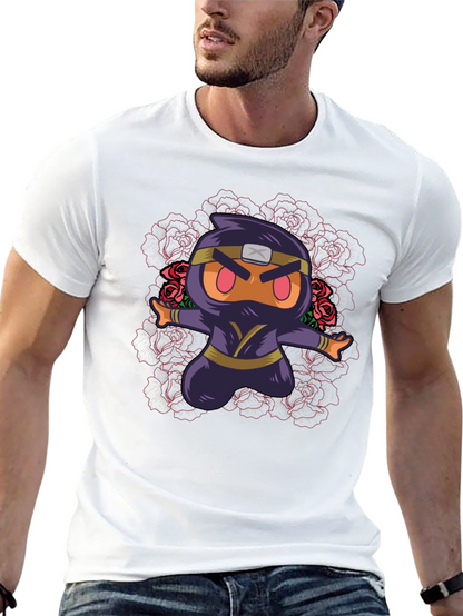 Camiseta Negra con Diseño Ninja Kawaii