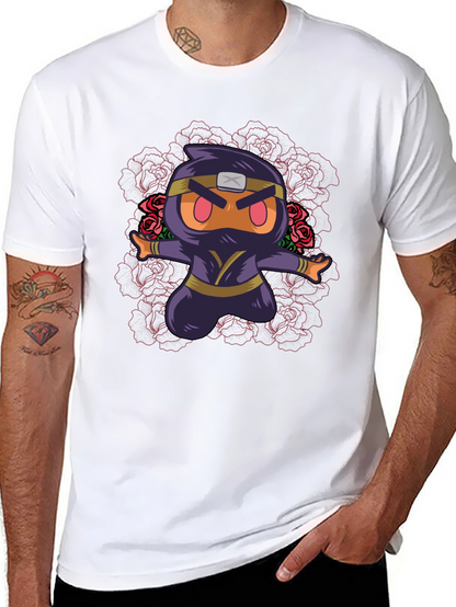 Camiseta Negra con Diseño Ninja Kawaii