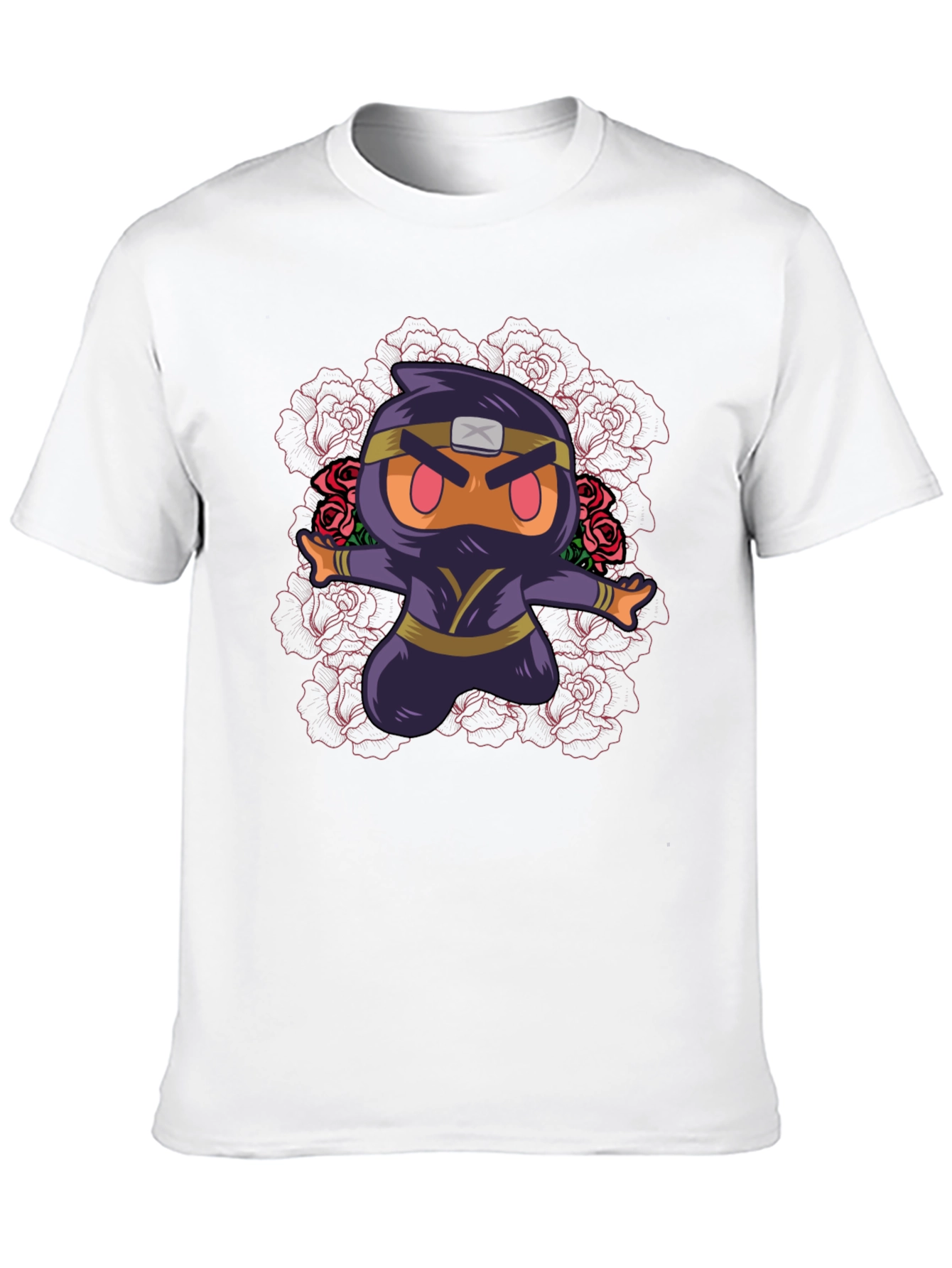Camiseta Negra con Diseño Ninja Kawaii
