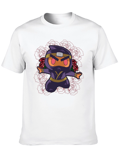 Camiseta Negra con Diseño Ninja Kawaii