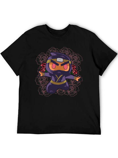 Camiseta Negra con Diseño Ninja Kawaii