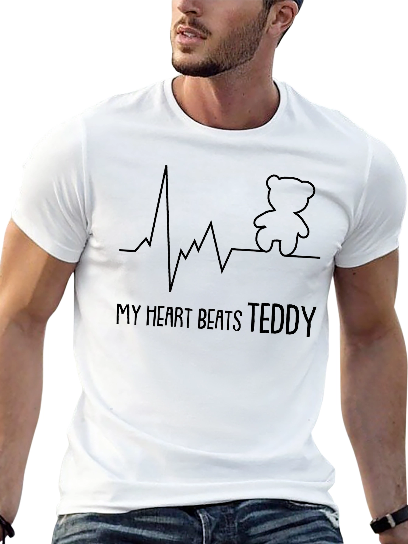 Camiseta Negra Mi Corazón Late Teddy