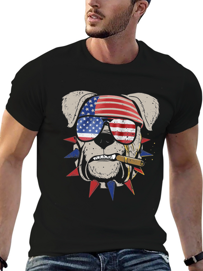 Camiseta Bulldog Patriótico con Bandera USA
