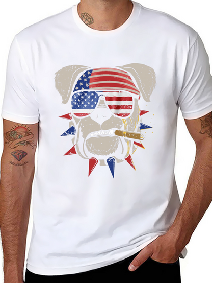 Camiseta Bulldog Patriótico con Bandera USA