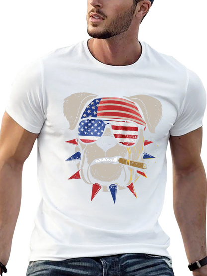 Camiseta Bulldog Patriótico con Bandera USA