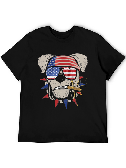 Camiseta Bulldog Patriótico con Bandera USA