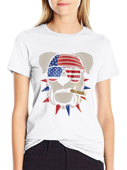 Camiseta Bulldog Patriótico con Bandera USA