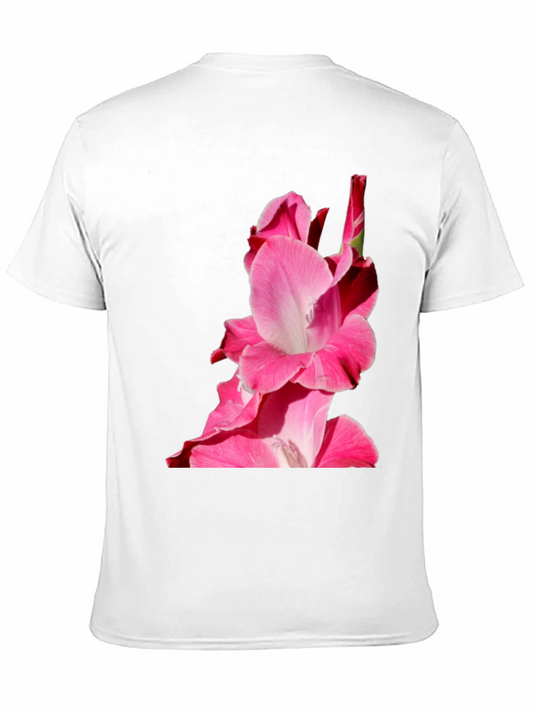 Camiseta Negra con Diseño Floral Rosa