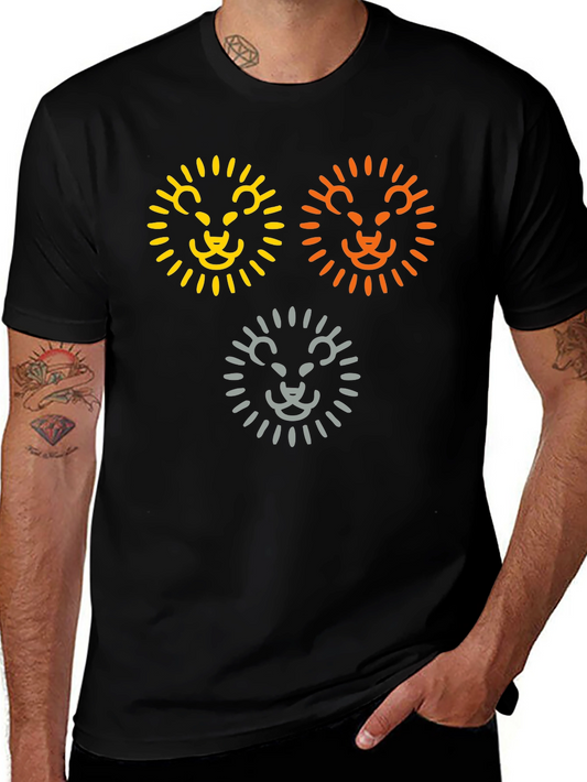 Camiseta Negra con Diseño de Leones Abstractos