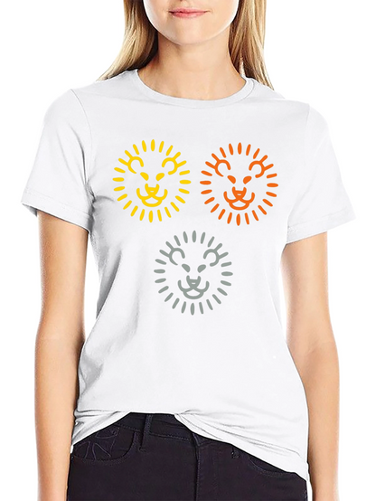 Camiseta Negra con Diseño de Leones Abstractos