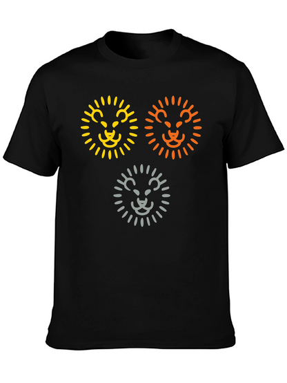 Camiseta Negra con Diseño de Leones Abstractos