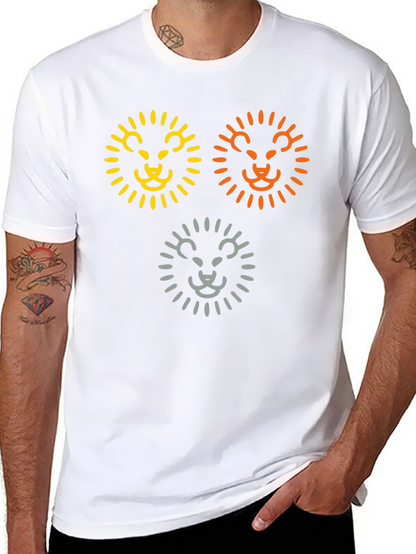 Camiseta Negra con Diseño de Leones Abstractos