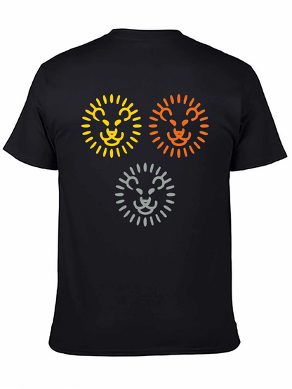 Camiseta Negra con Diseño de Leones Abstractos
