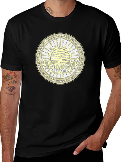 Camiseta Negra Estampada Costa Dorada