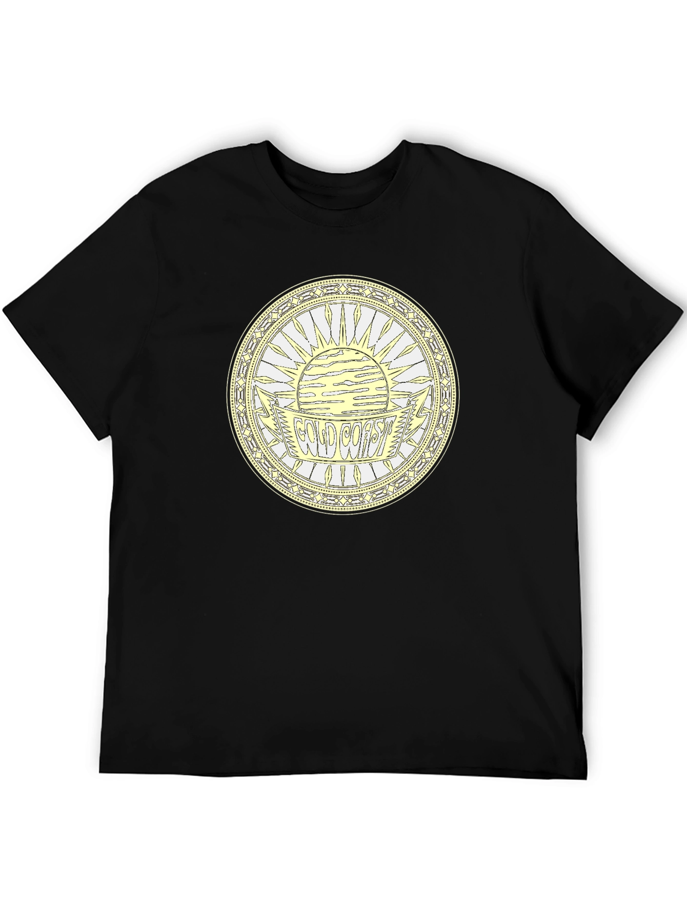 Camiseta Negra Estampada Costa Dorada