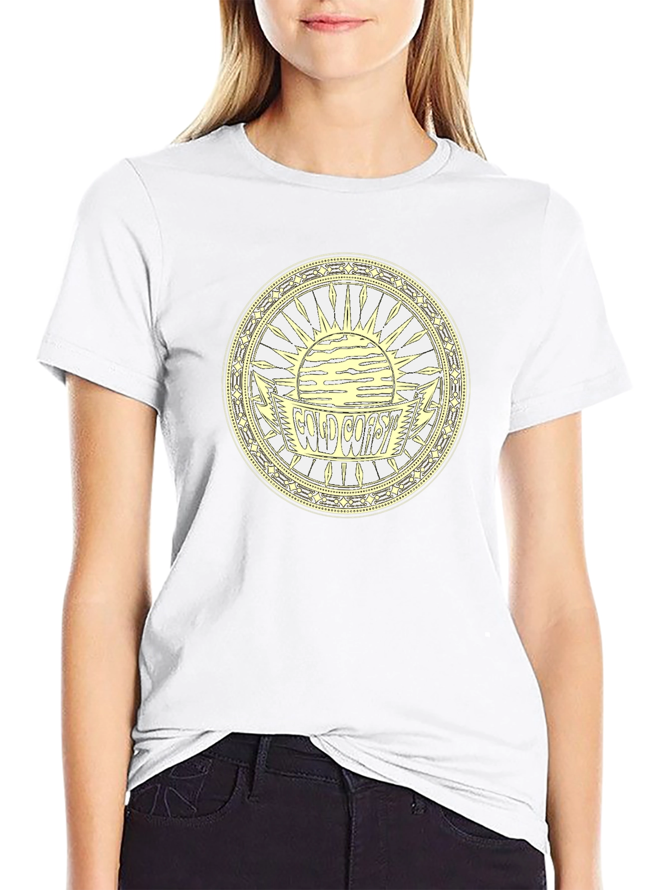 Camiseta Negra Estampada Costa Dorada