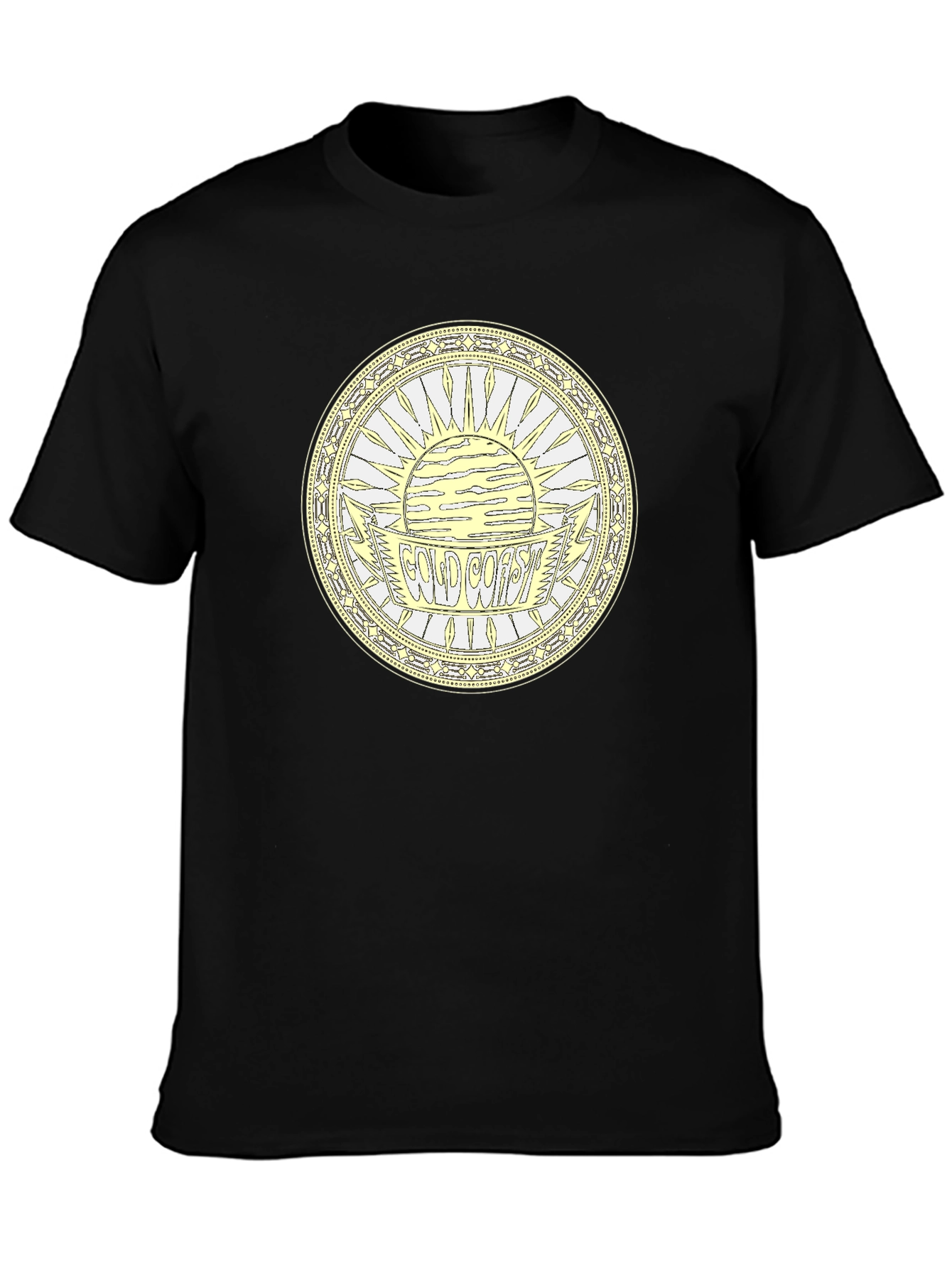Camiseta Negra Estampada Costa Dorada