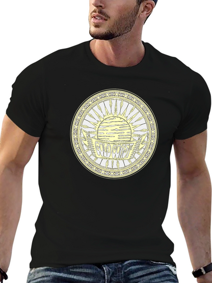 Camiseta Negra Estampada Costa Dorada