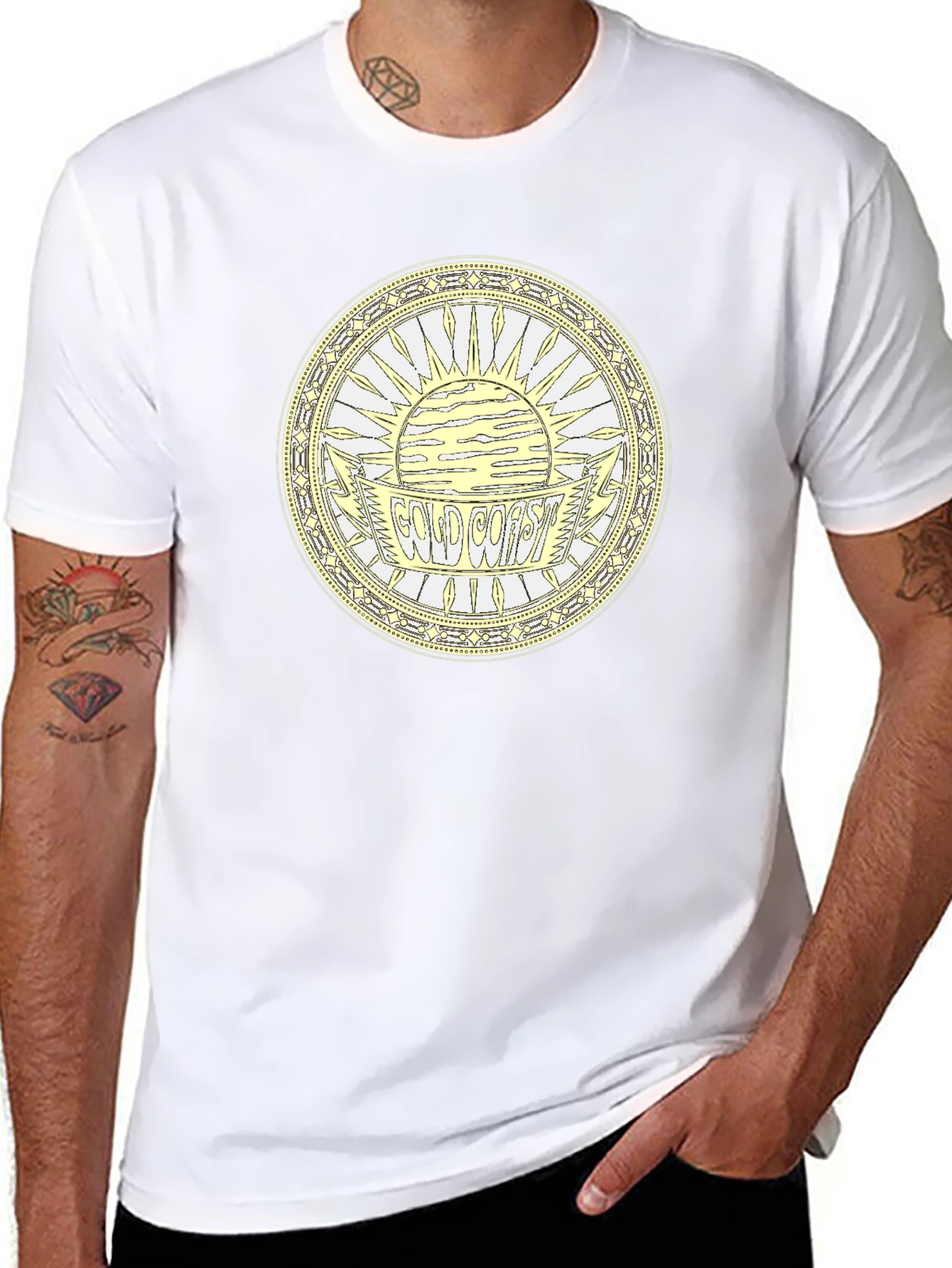 Camiseta Negra Estampada Costa Dorada