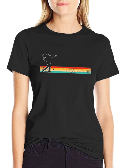 Camiseta Negra Retro con Diseño de Jugador de Fútbol Americano