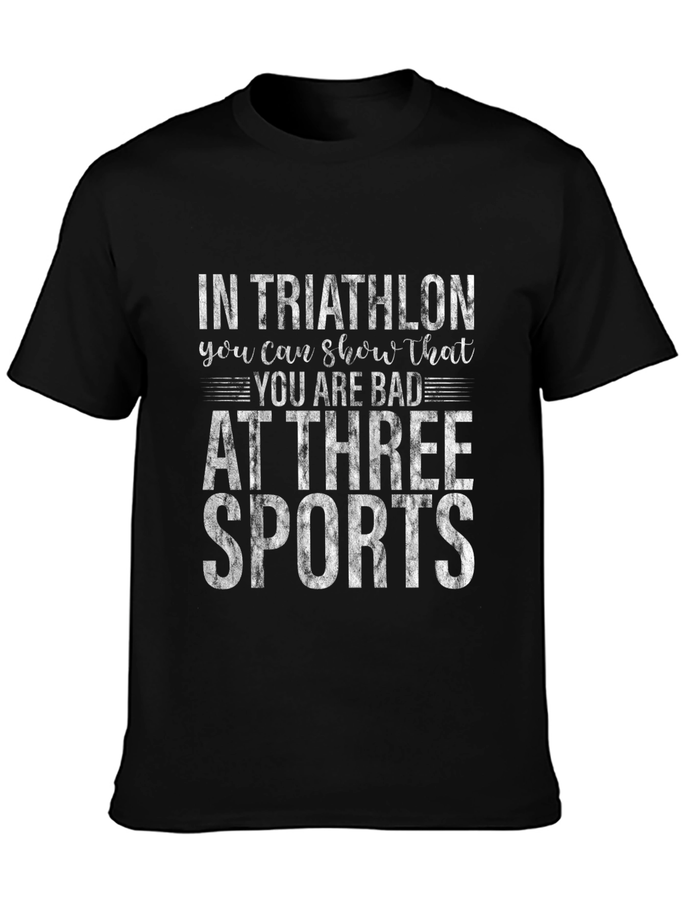 Camiseta Negra Divertida Triatlón Tres Deportes
