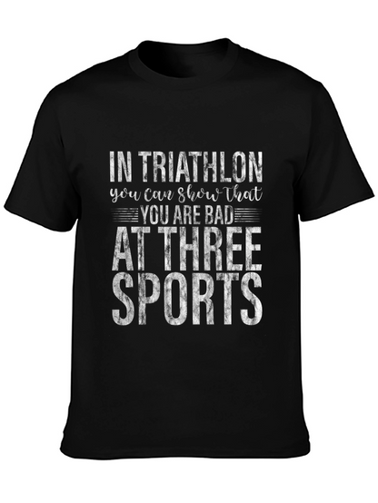 Camiseta Negra Divertida Triatlón Tres Deportes