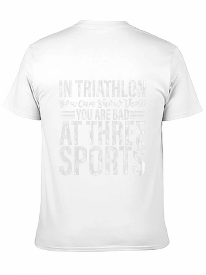 Camiseta Negra Divertida Triatlón Tres Deportes