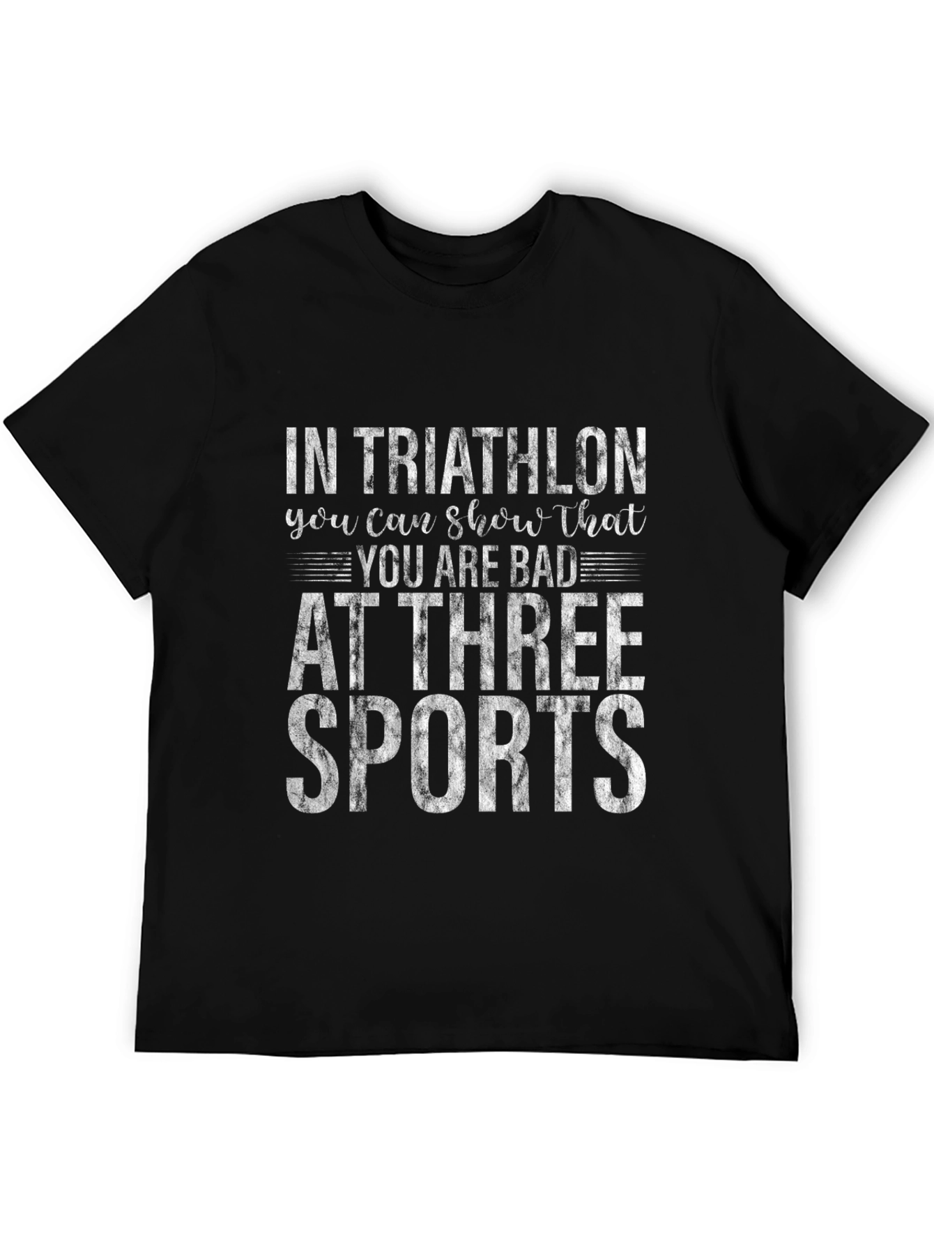 Camiseta Negra Divertida Triatlón Tres Deportes