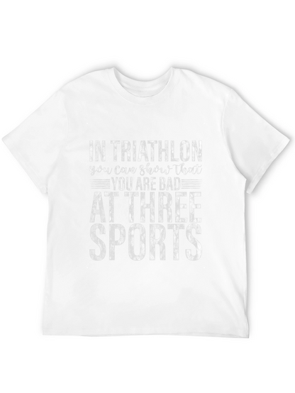 Camiseta Negra Divertida Triatlón Tres Deportes