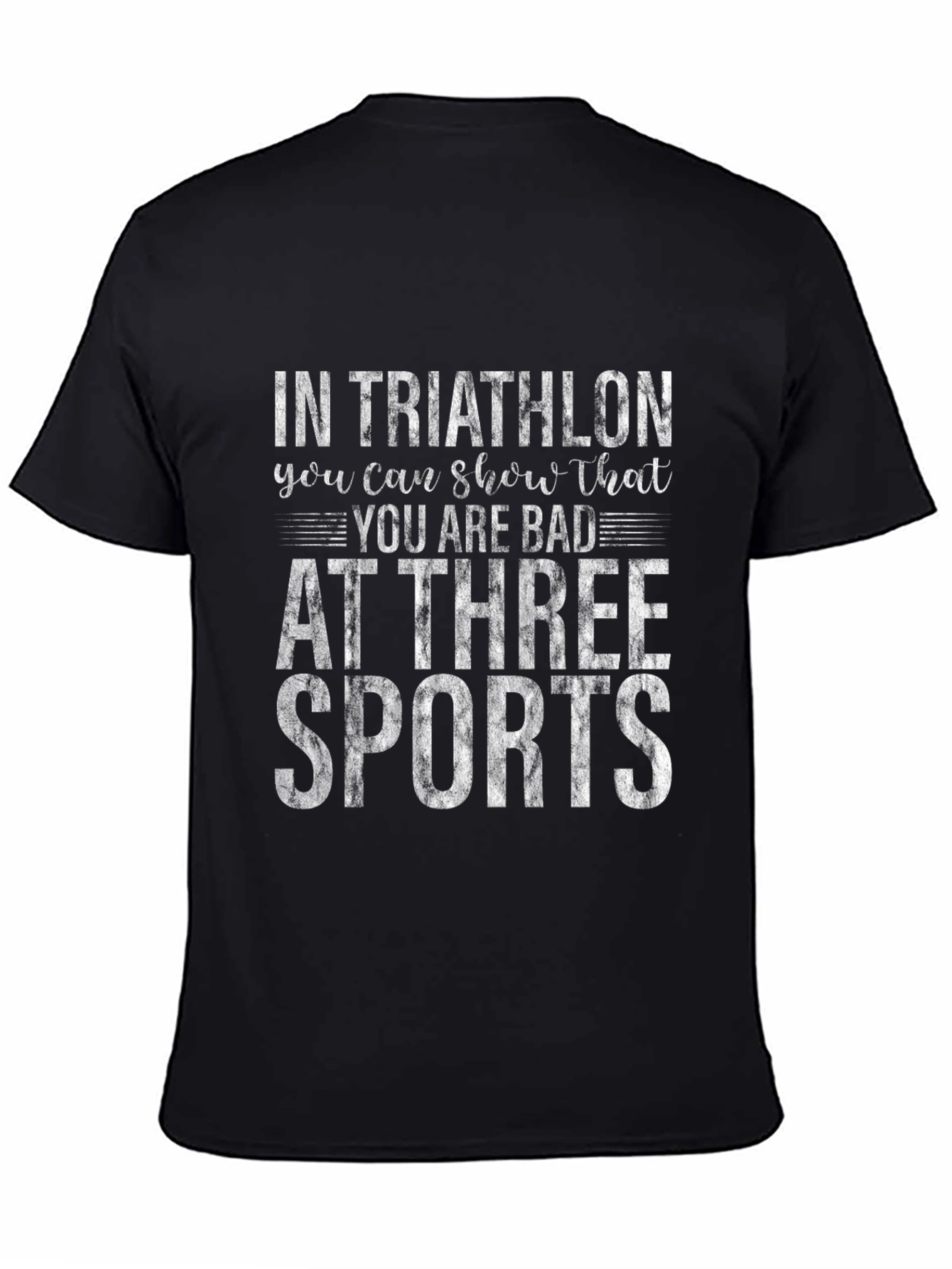 Camiseta Negra Divertida Triatlón Tres Deportes