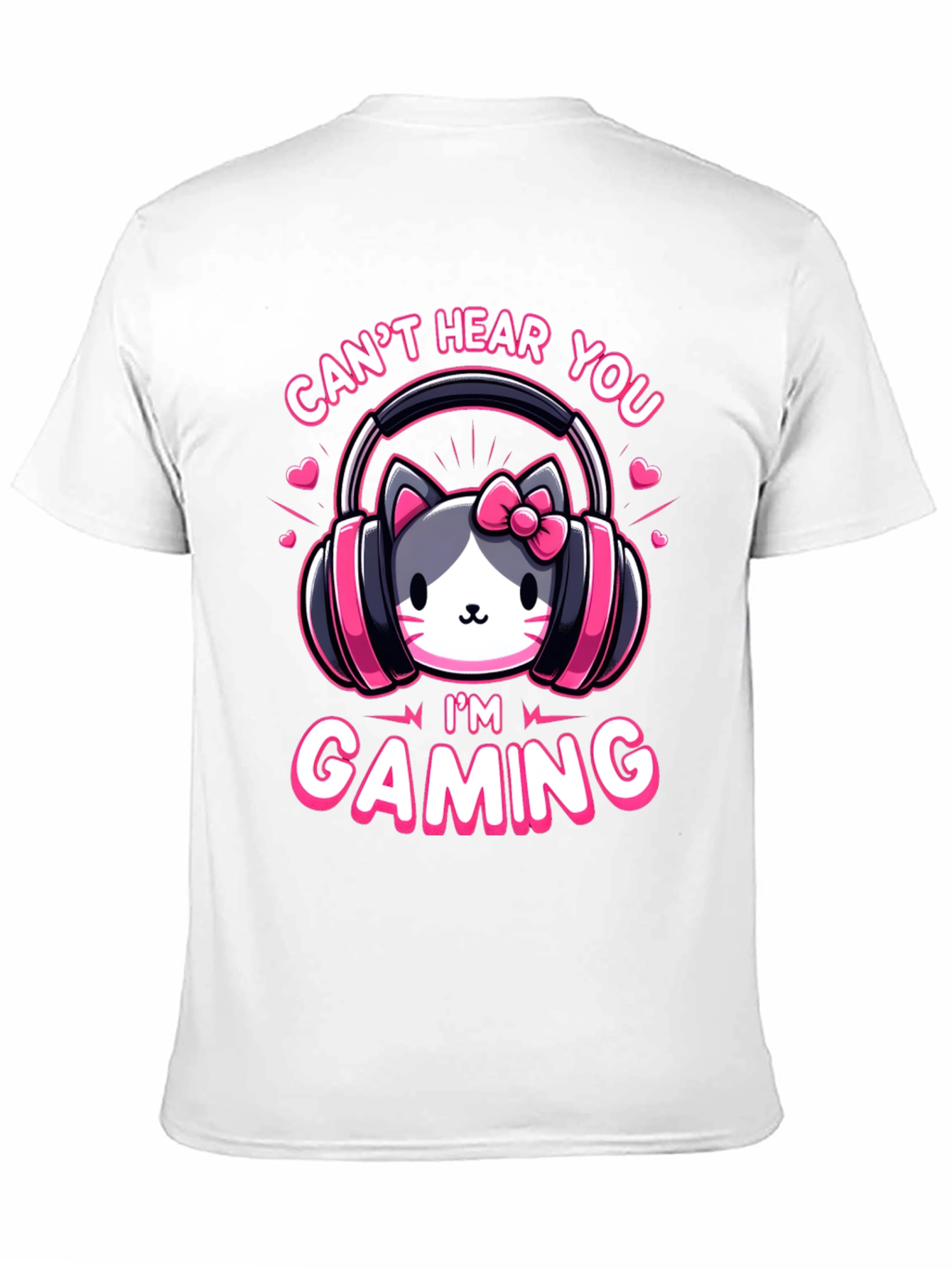 Camiseta Gaming con Diseño de Gato y Auriculares