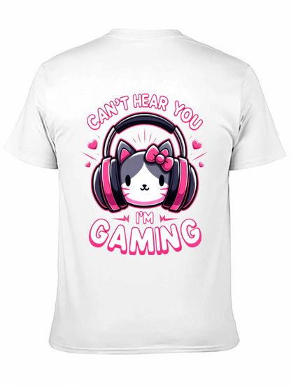 Camiseta Gaming con Diseño de Gato y Auriculares