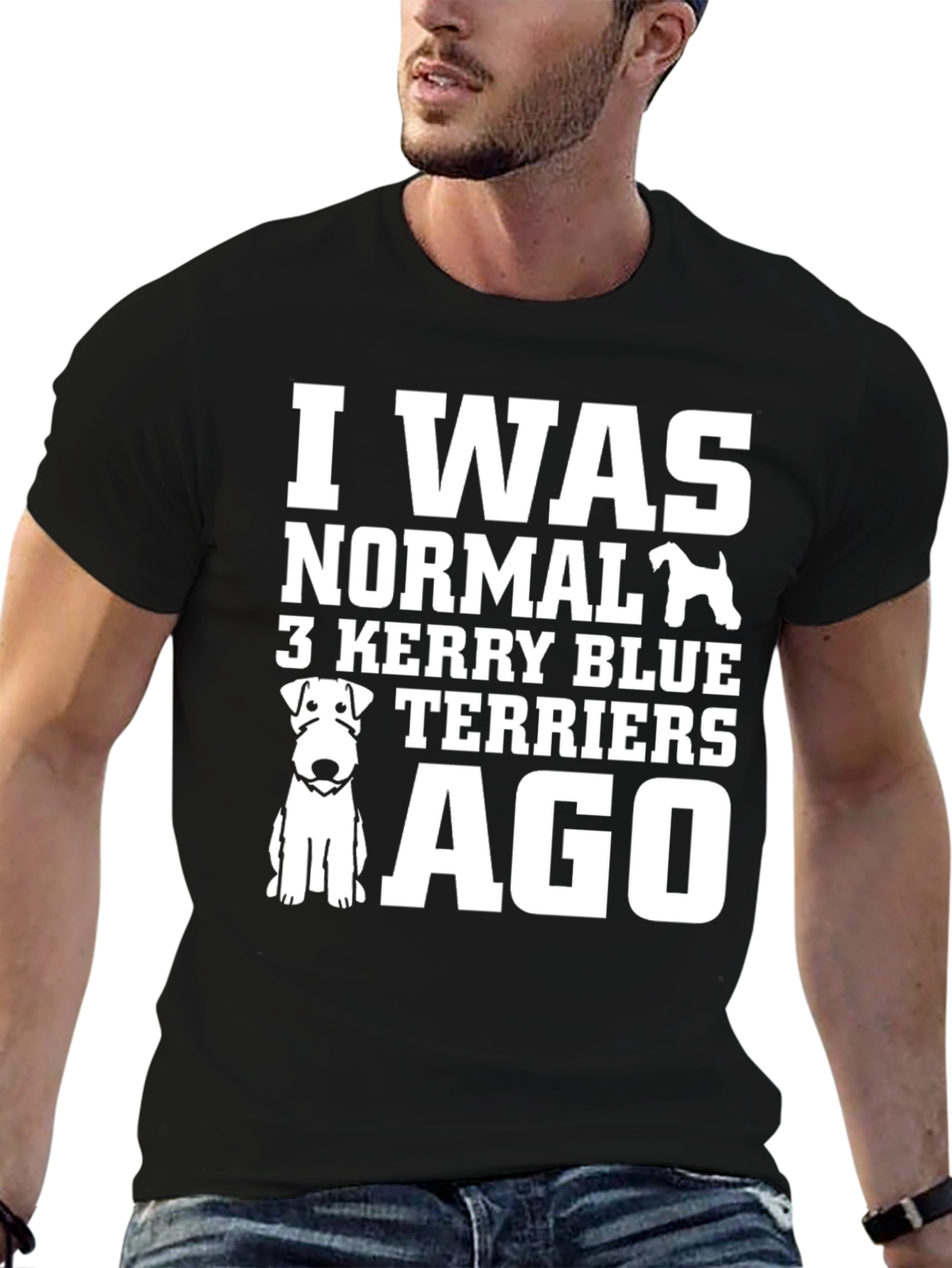 Camiseta Negra con Diseño 3 Kerry Blue Terriers Ago