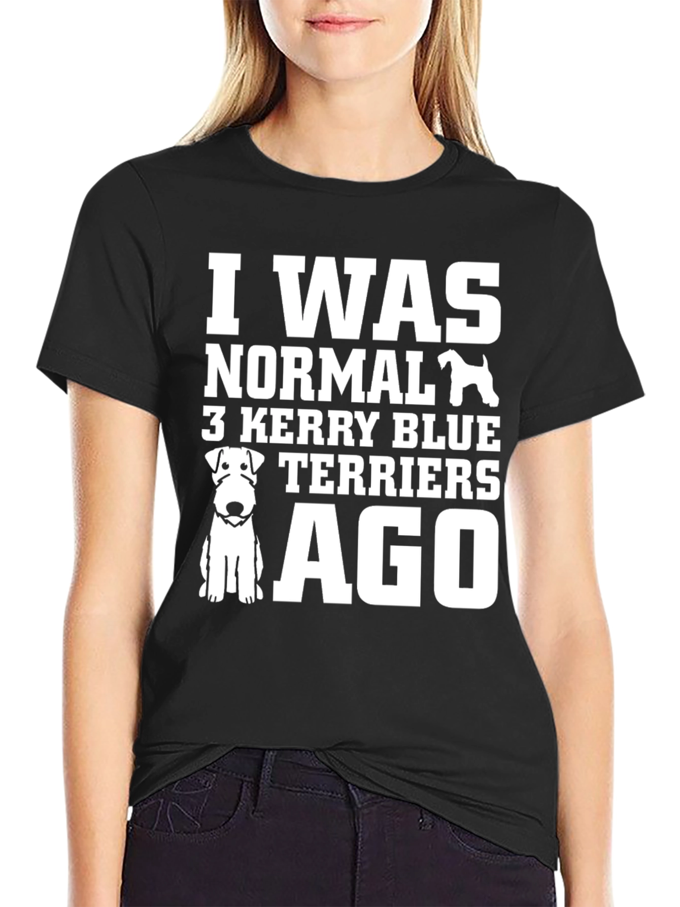 Camiseta Negra con Diseño 3 Kerry Blue Terriers Ago